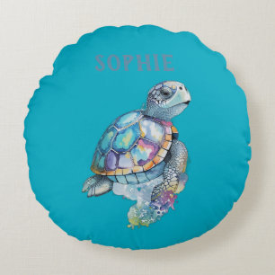 Coussins Ronds Cute Turtle Green Baby Nursery