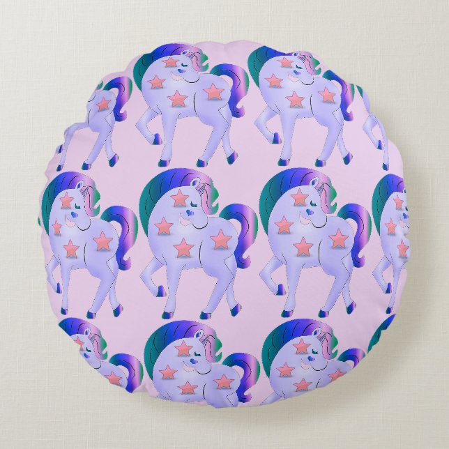 Coussins Ronds Cute Unicorn Enfants (Devant)