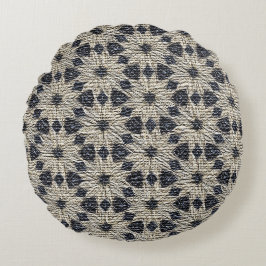 Coussins Ronds Daisys Blue Faux Burlap Design