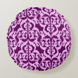 Coussins Ronds Damassé maure d'Ikat - pourpre et orchidée