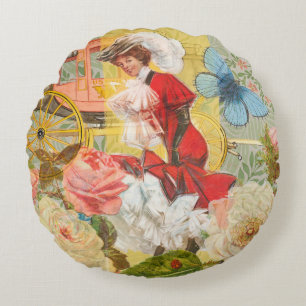 Coussins Ronds Dame victorienne femme élégante riche illustration