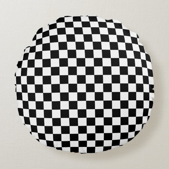 Coussins Ronds Damier noir et blanc (Devant)