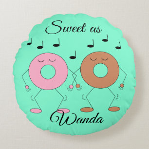 Coussins Ronds Dancing Donuts Mint Green