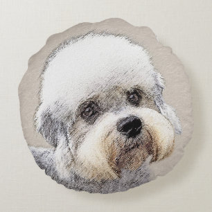 Coussins Ronds Dandie Dinmont Terrier Peinture Chien Art original