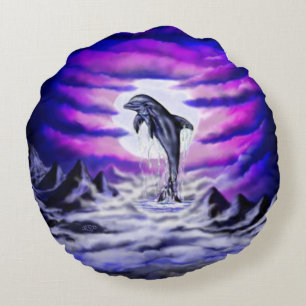 Coussins Ronds Dauphin clair de lune