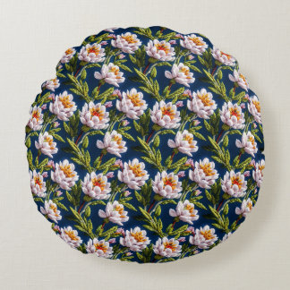 Coussins Ronds De magnifiques fleurs de broderie
