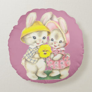 Coussins Ronds De mignons lapins