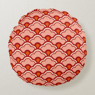 Coussins Ronds Déco Pétoncles, Pêche, Rouille et Crème chinois