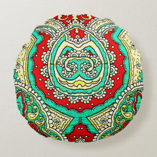 Coussins Ronds Décor néon arabesque : style années 80.