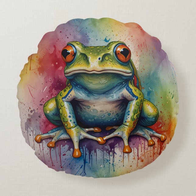 Coussins Ronds Découvrez la magnifique grenouille captivante (Devant)