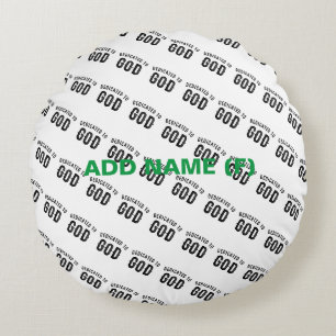 COUSSINS RONDS DÉDIÉ À DIEU COOL PERSONNALISABLE NOIR TEXTE
