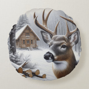 Coussins Ronds Deer d'hiver/Buck art