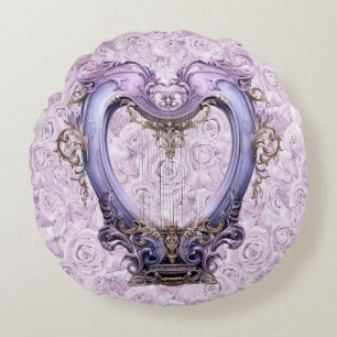 Coussins Ronds Délicat Rococo Lilac Lyra Harp Coton
