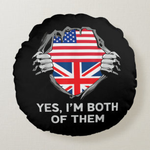Coussins Ronds Demi-Américain Moitié Anglais USA Angleterre Drape