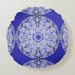 Coussins Ronds Dentelle en céramique Bleu de Grèce