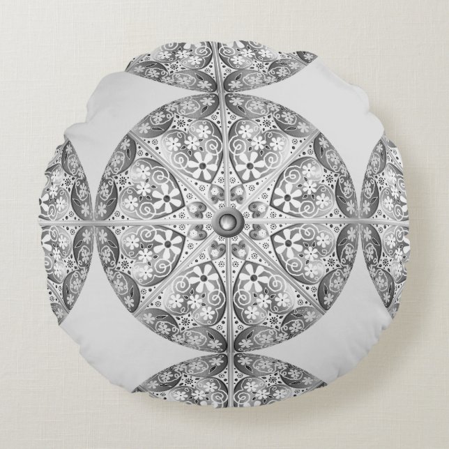 Coussins Ronds Dentelle en céramique Gris (Devant)