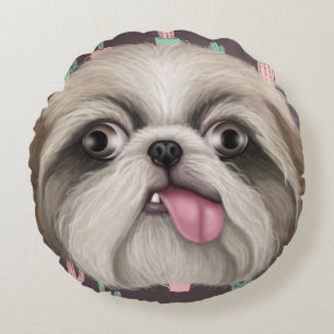 Coussins Ronds Derpy Shih Tzus