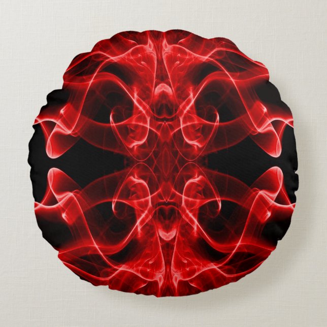 Coussins Ronds Des panaches de fumée rouge sur le noir (Devant)