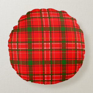 Coussins Ronds Design de Motif de Noël Tartan rouge