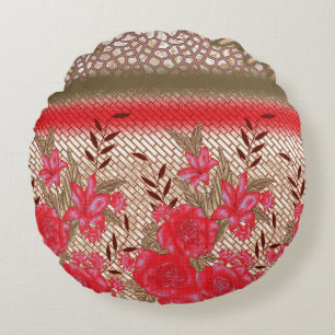 Coussins Ronds Design de tissu complexe avec motifs floraux