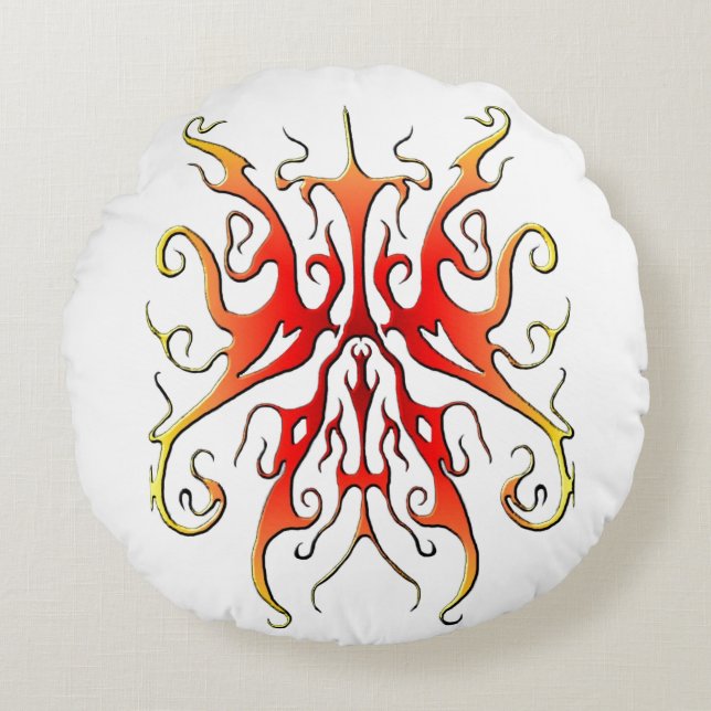 Coussins Ronds Design élégant de tatouage tribal - flamme rouge (Devant)