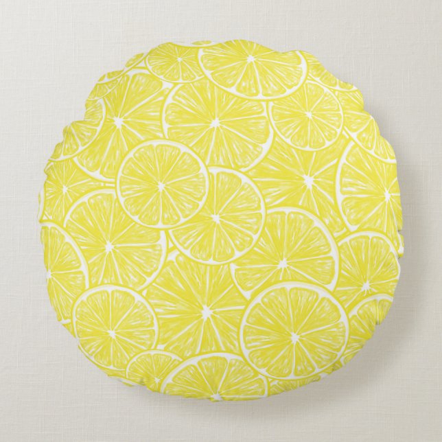 Coussins Ronds Design motif de tranches de citron (Devant)