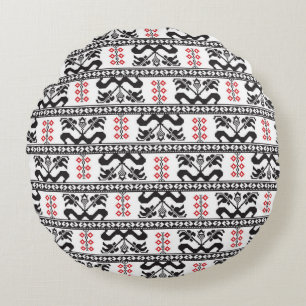 Coussins Ronds Design motif sans couture inspiré du tradi roumai