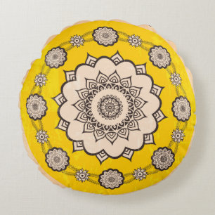 Coussins Ronds Design ornemental Mandala, style ethnique
