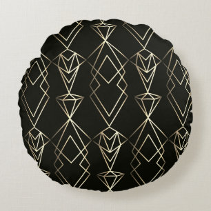 Coussins Ronds Design rétro classique en noir et or