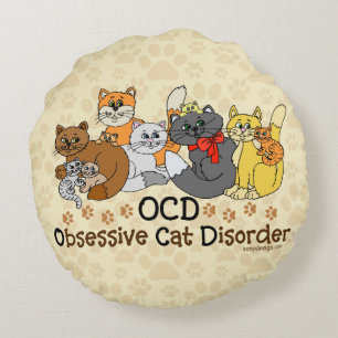 Coussins Ronds Désordre obsédant de chat d'OCD
