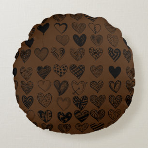 Coussins Ronds Dessin adorable de Black Heart Scribble