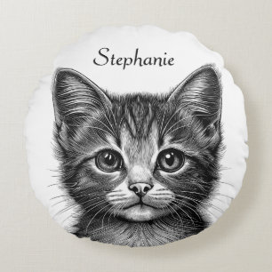 Coussins Ronds Dessin adorable de Jeune Chat Personnel