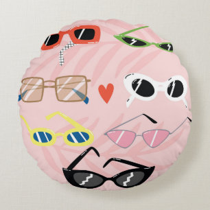 Coussins Ronds Dessin amusant : Collection de lunettes de soleil 