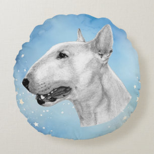 Coussins Ronds dessin au crayon Bull Terrier