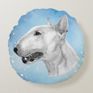 Coussins Ronds dessin au crayon Bull Terrier