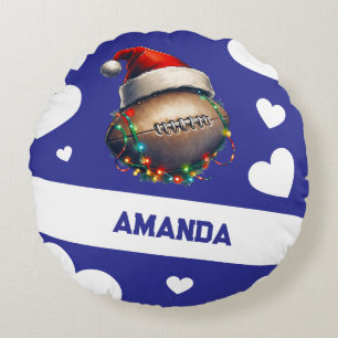 Coussins Ronds Dessin Bleu Merry Nom du football américain