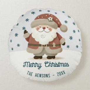 Coussins Ronds Dessin de flocons de neige du Père Noël mignon pou