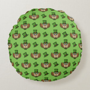Coussins Ronds Dessin de la chouette de la Saint Patrick