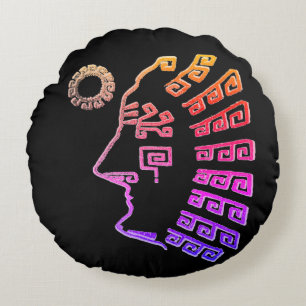 Coussins Ronds Dessin de la silhouette de Machu Picchu