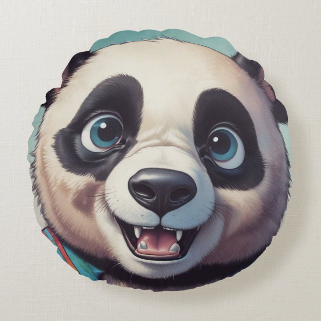 Coussins Ronds Dessin de Panda (Devant)