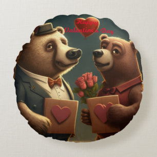 Coussins Ronds Dessin de Saint Valentin sur mesure