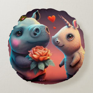 Coussins Ronds Dessin de Saint Valentin sur mesure