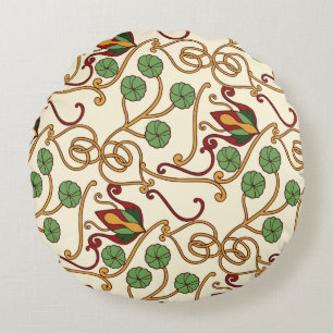 Coussins Ronds dessin floral inspiré de l'Art nouveau
