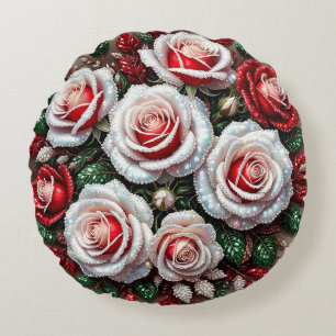 Coussins Ronds Dessin floral orné de gemmes complexes