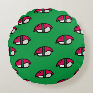 Coussins Ronds Dessin Kawaii Sushi, Riz de Poisson et Algues