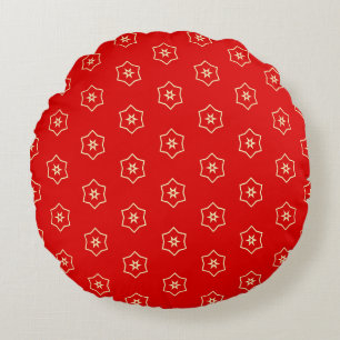 Coussins Ronds Dessin ornemental rouge et or