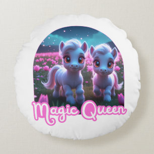 Coussins Ronds Deux petits poneys mignons