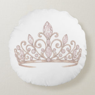 Coussins Ronds Diadème Princesse Rose Blush