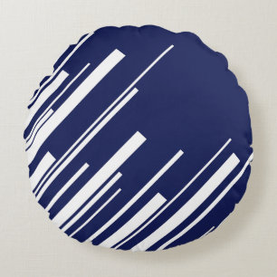 Coussins Ronds Diagonales - Bleu et Blanc