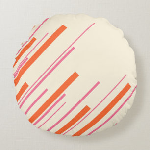 Coussins Ronds Diagonales - rose, orange et crème